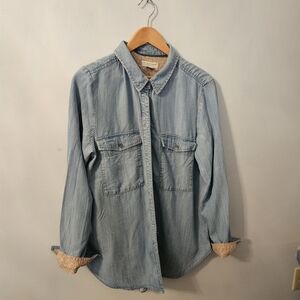 Anthropologie Womens Light Blue Denim Shirt